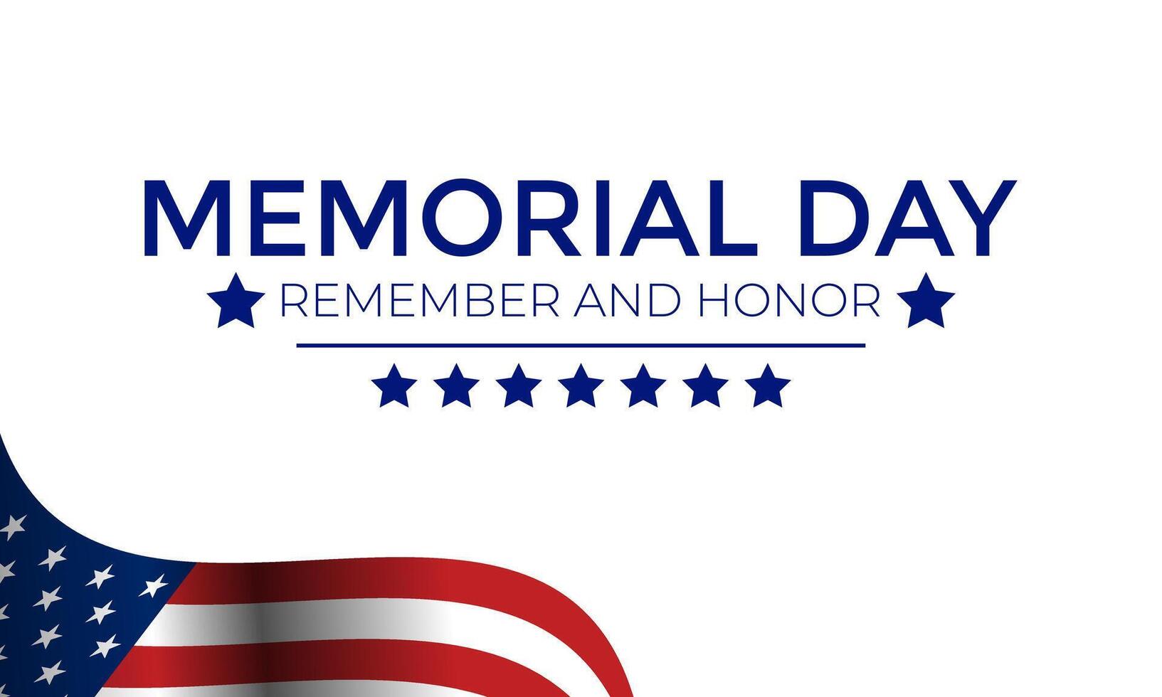 Memorial Day - Remember and honor with dark blue background with stars, stripes, the United States flag. Banner poster, flyer and background design. vector