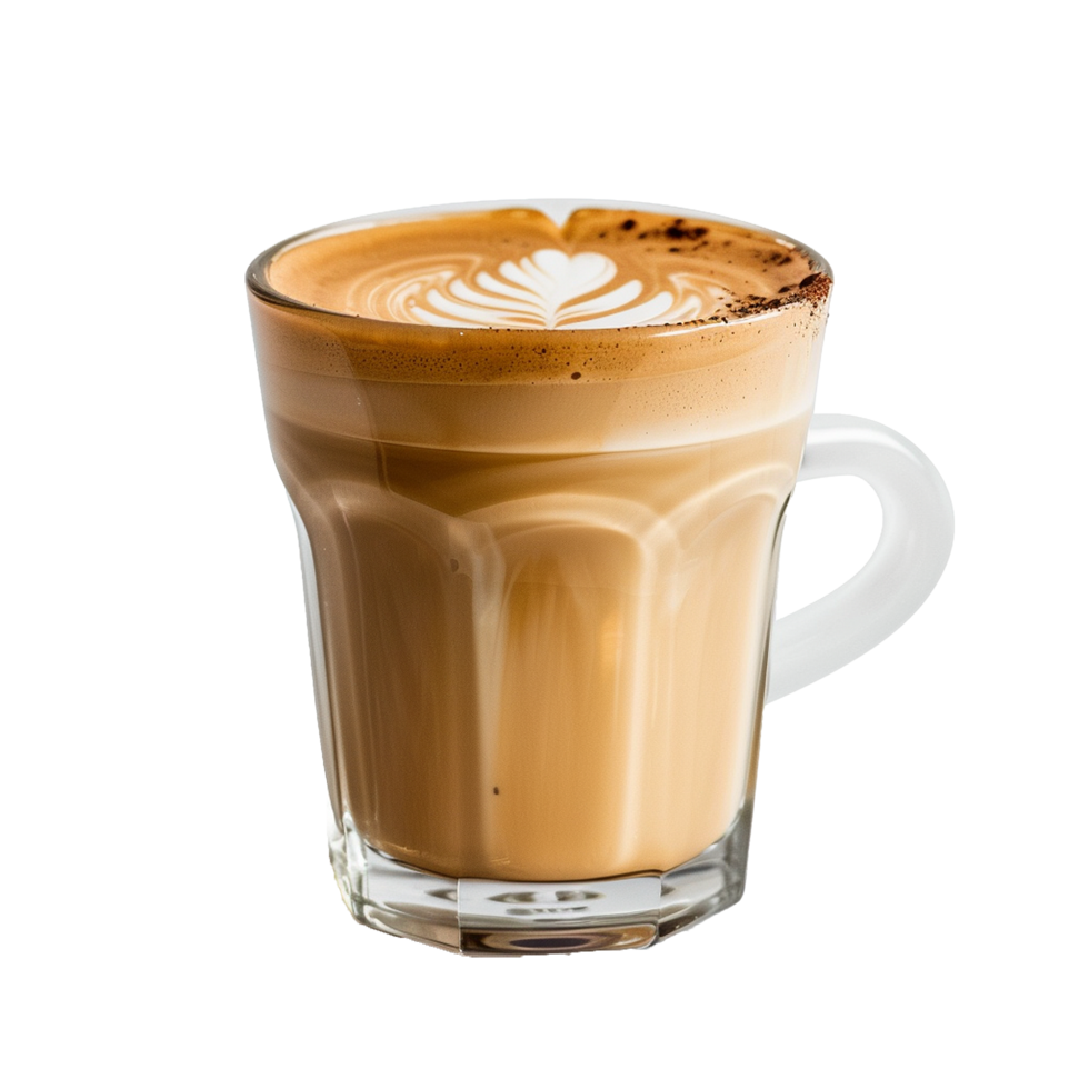 AI generated Latte in coffee cup png isolated on transparent background