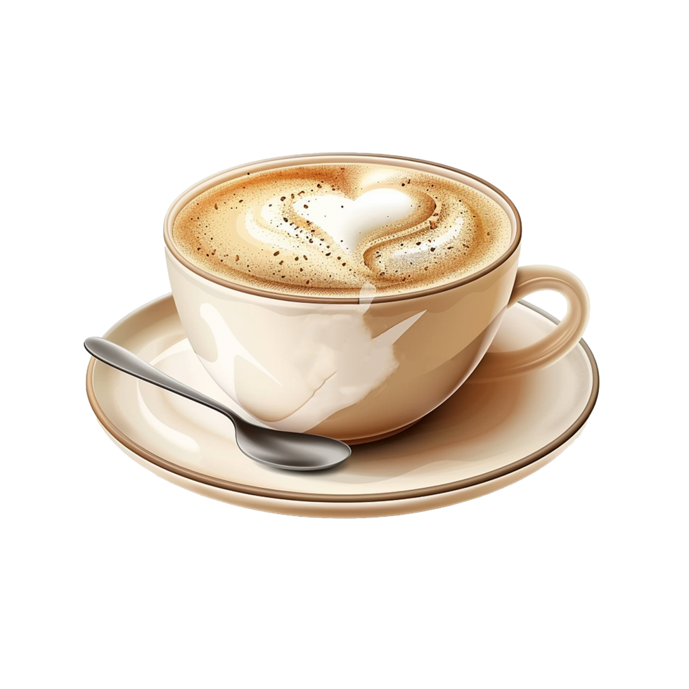 AI generated Latte in coffee cup png isolated on transparent background