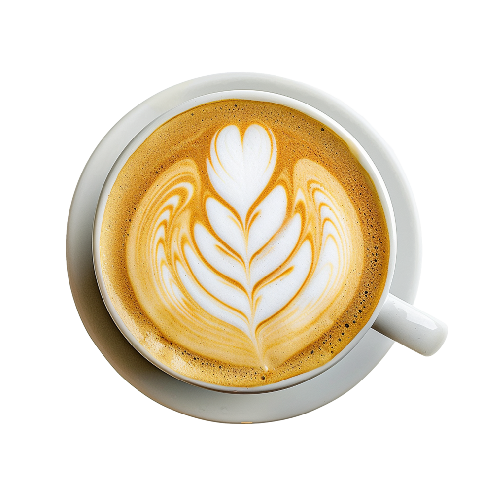 AI generated Latte in coffee cup png isolated on transparent background