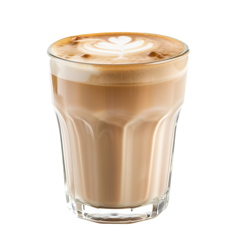 AI generated Latte in coffee cup png isolated on transparent background