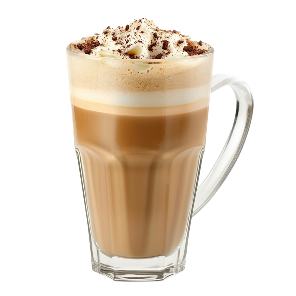 AI generated Latte in coffee cup png isolated on transparent background