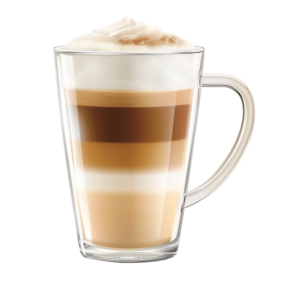 ai generato latte macchiato nel caffè tazza png isolato su trasparente sfondo