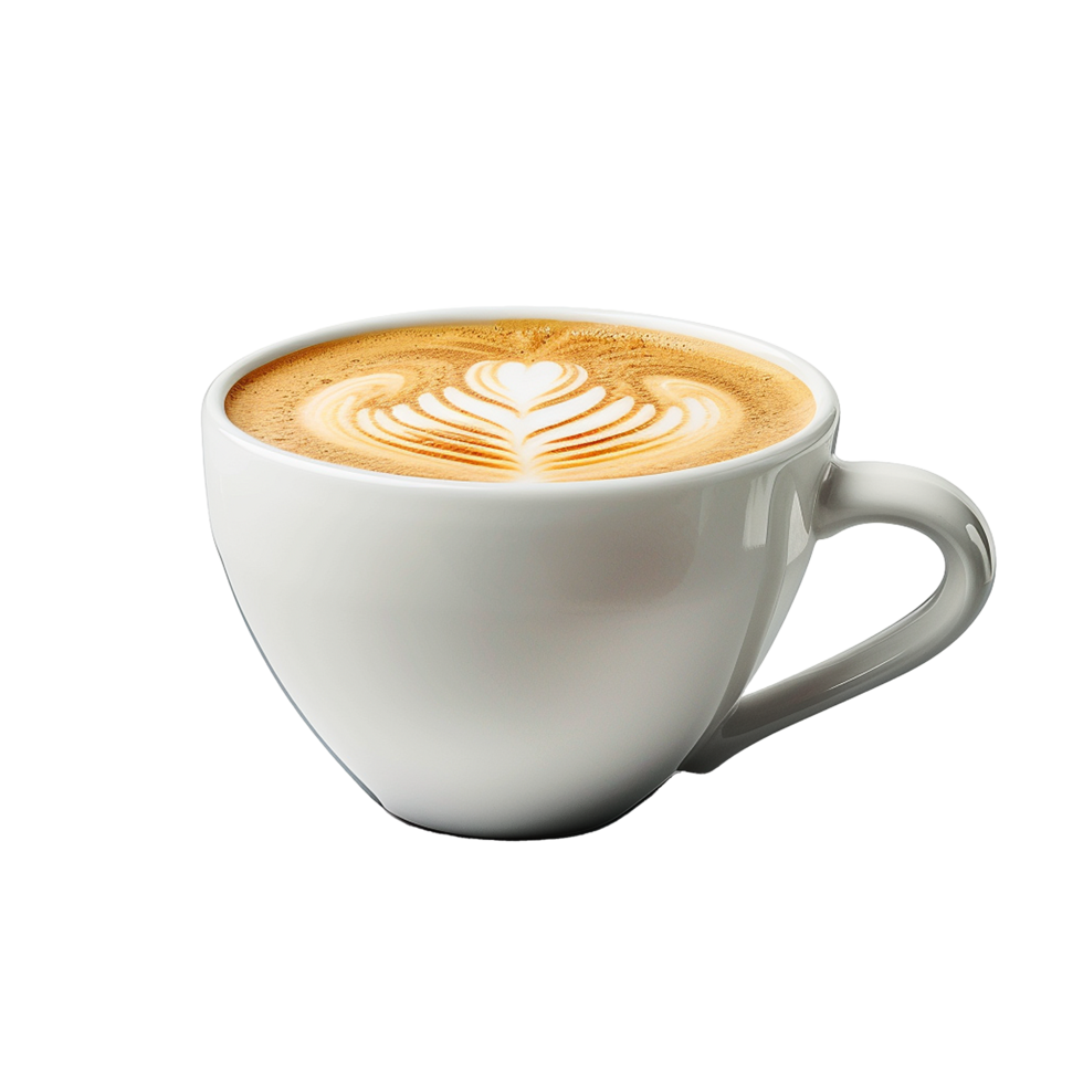 AI generated Latte in coffee cup png isolated on transparent background