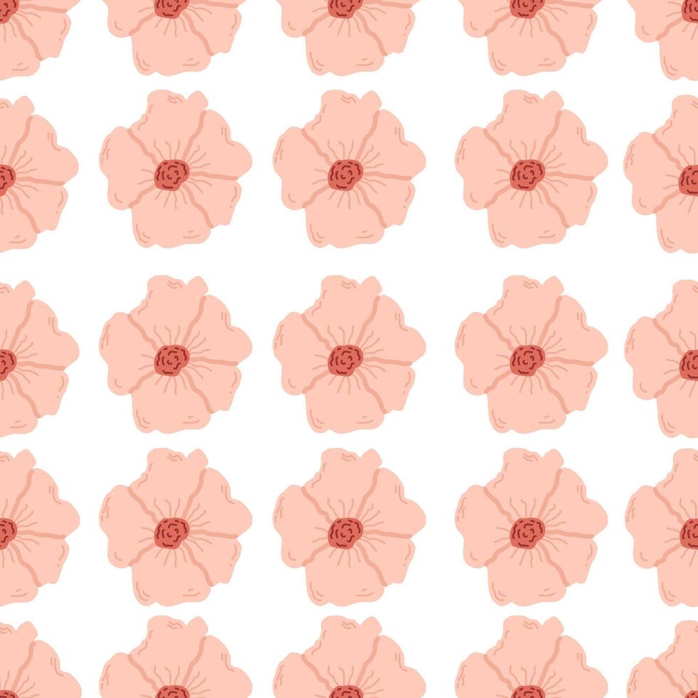 Modern abstract natural floral seamless pattern. Floral and botanical vector illustration in peach color