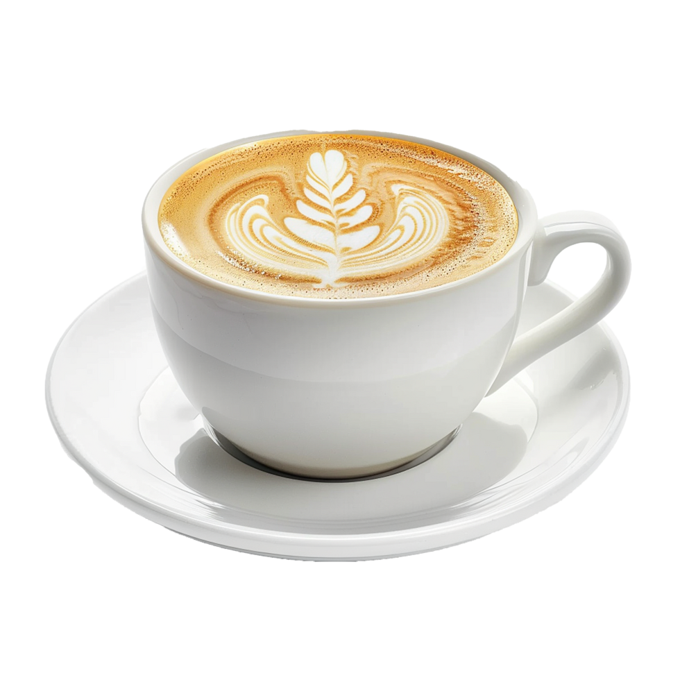 AI generated Latte in coffee cup png isolated on transparent background