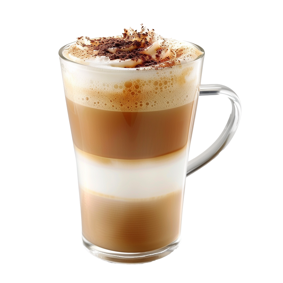 AI generated Latte in coffee cup png isolated on transparent background