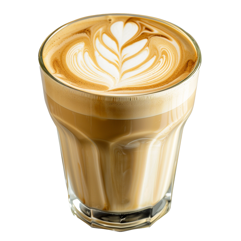 AI generated Latte in coffee cup png isolated on transparent background
