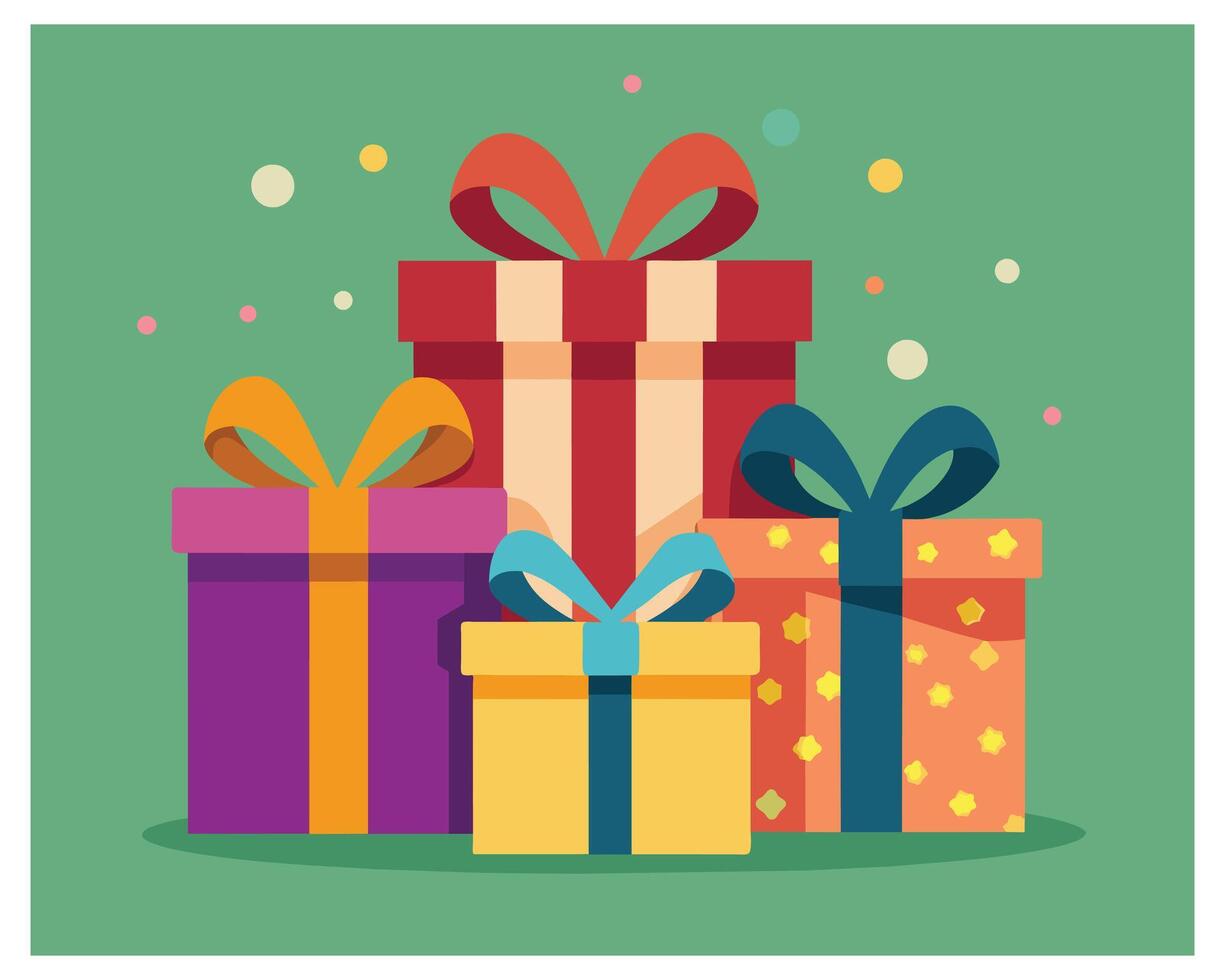 Big pile of colorful wrapped gift boxes stock illustration vector