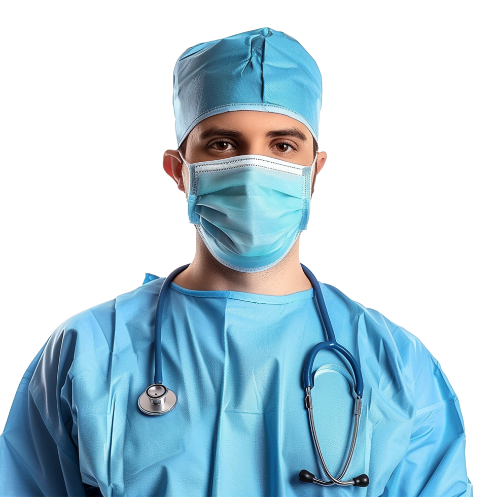 AI generated Doctor wear face mask png isolated on transparent background