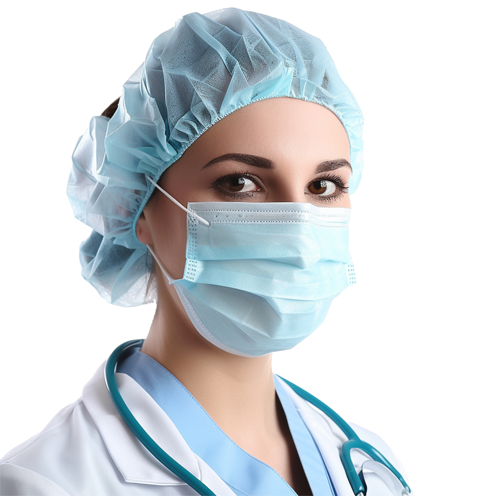 ai gegenereerd dokter slijtage gezicht masker PNG geïsoleerd Aan transparant achtergrond