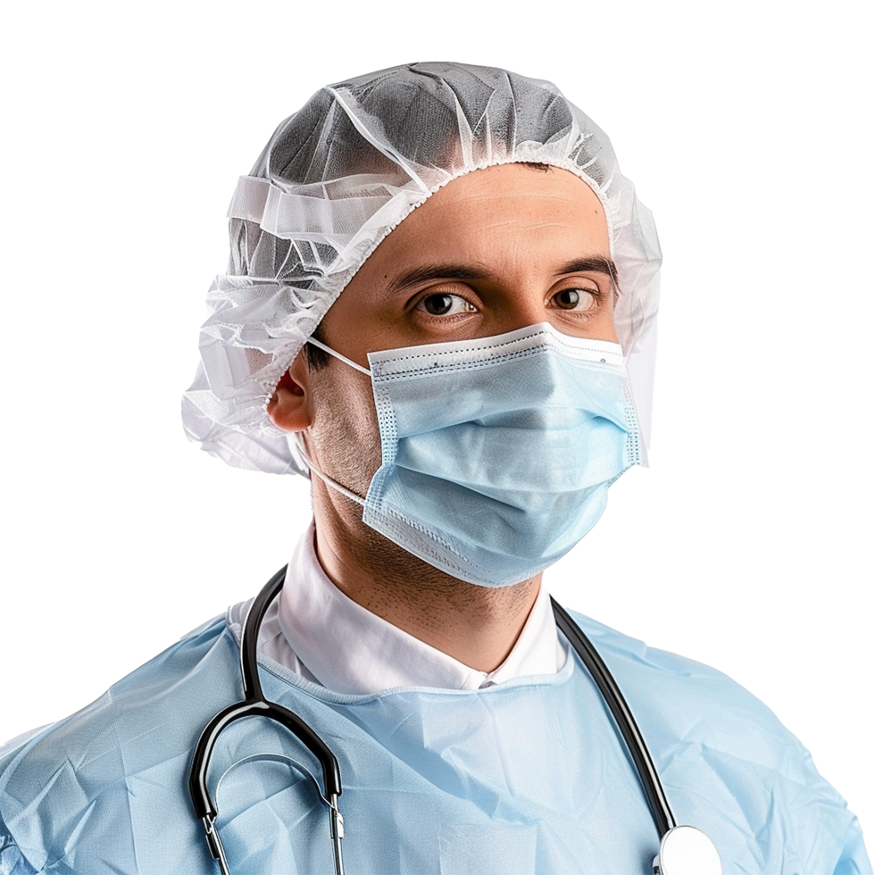 ai généré médecin porter visage masque png isolé sur transparent Contexte