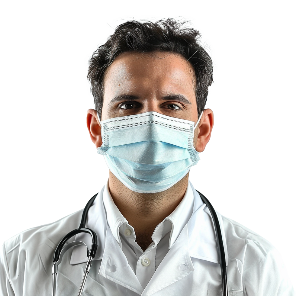 ai généré médecin porter visage masque png isolé sur transparent Contexte