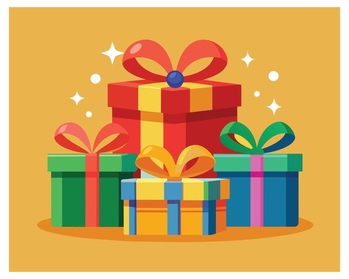 Big pile of colorful wrapped gift boxes stock illustration vector