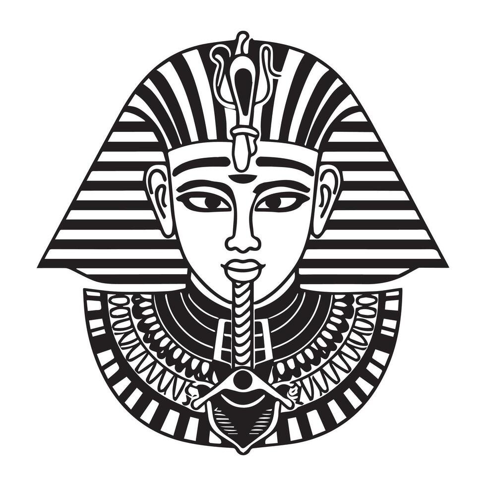 egyptian pharaoh mask with a black and white design vector