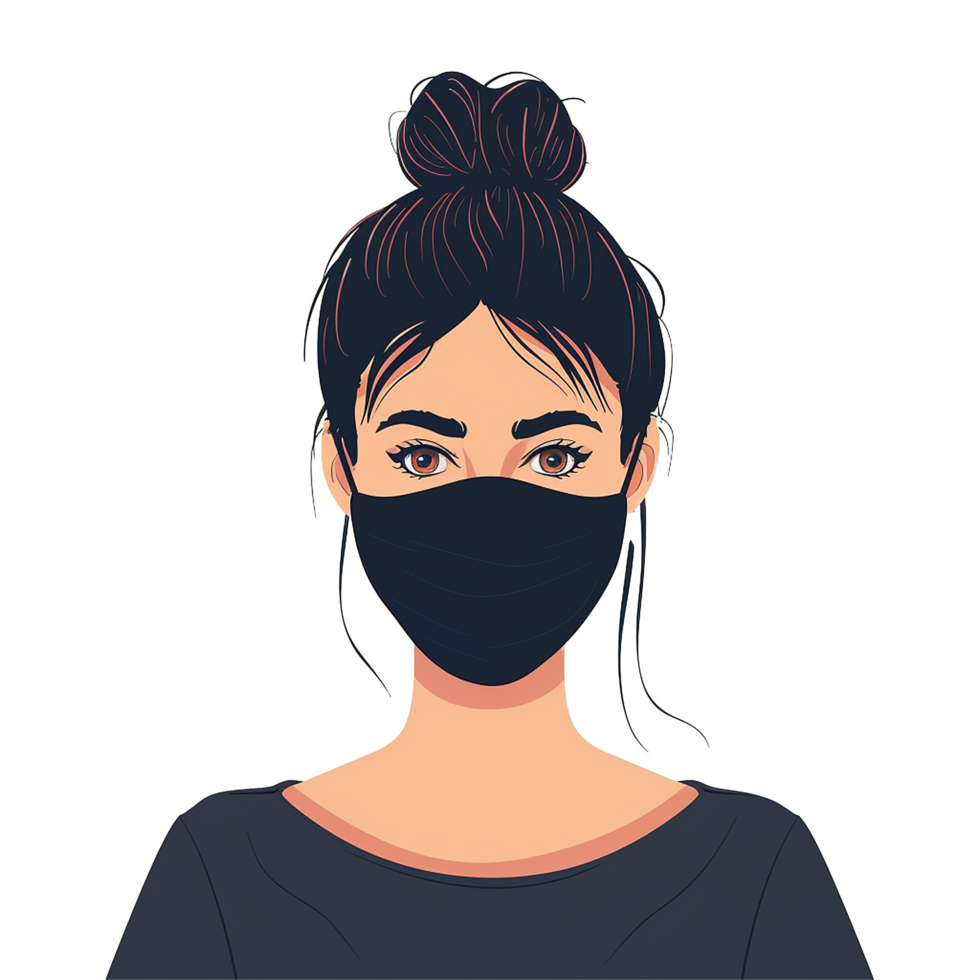 AI generated Girl wearing face mask on transparent background png