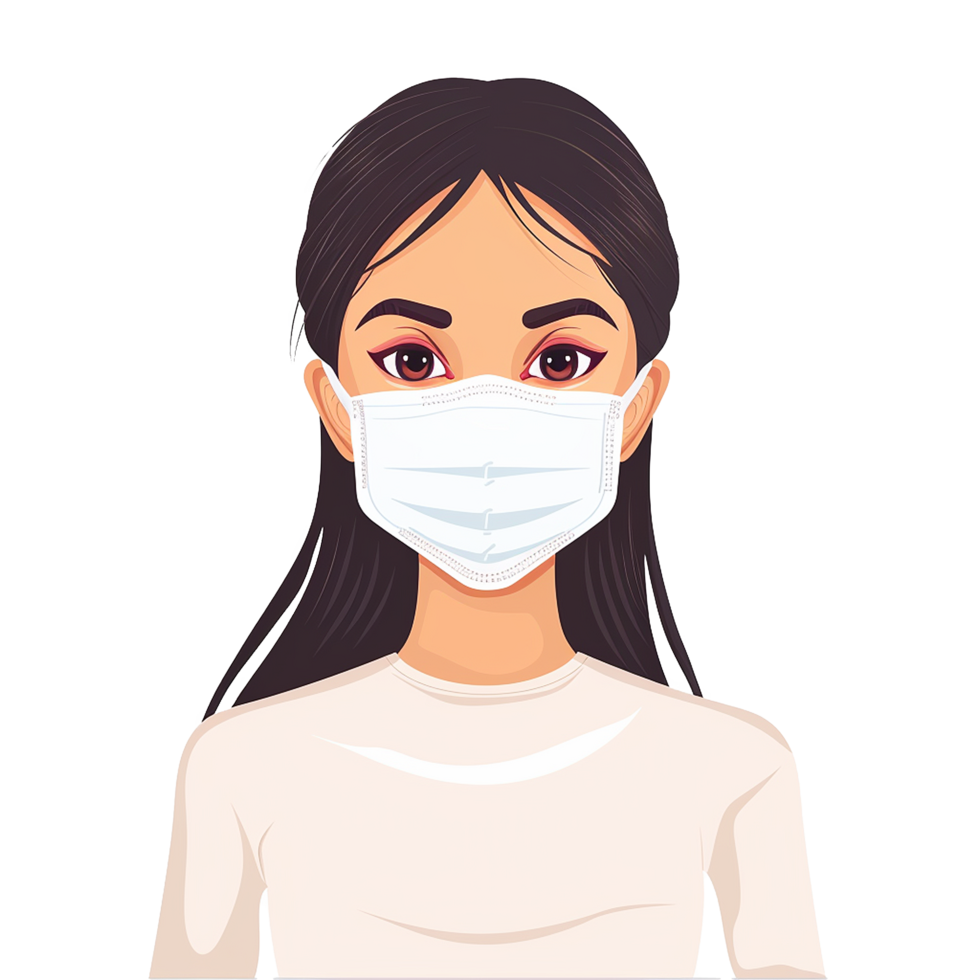 AI generated Girl wearing face mask on transparent background png