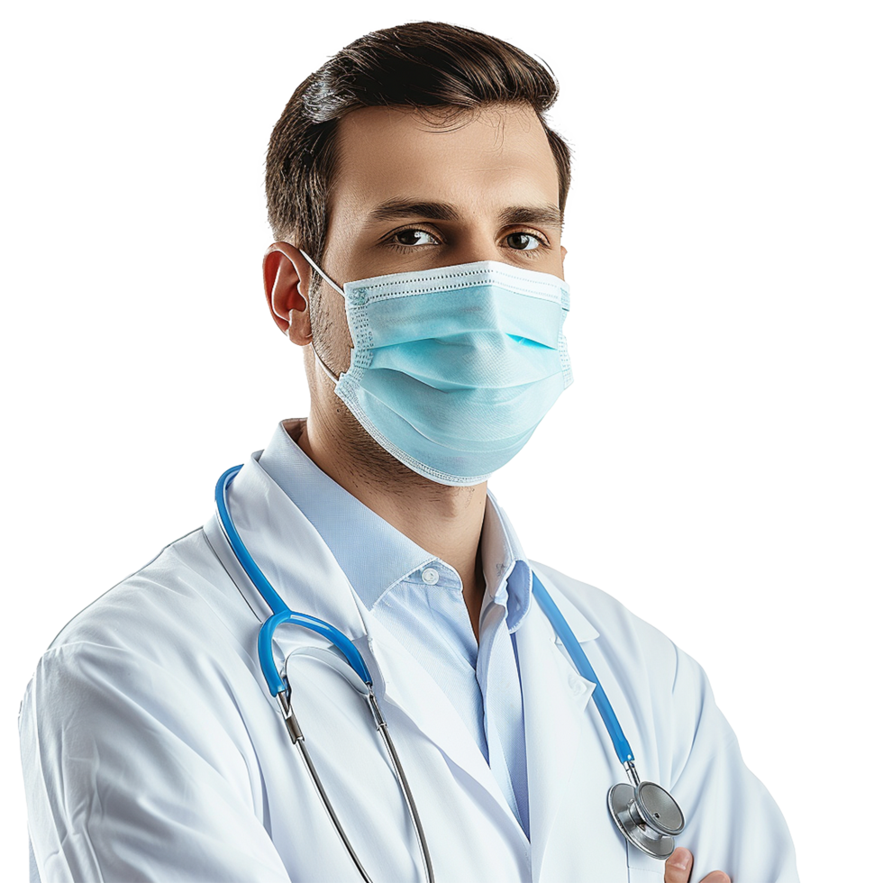 ai généré médecin porter visage masque png isolé sur transparent Contexte