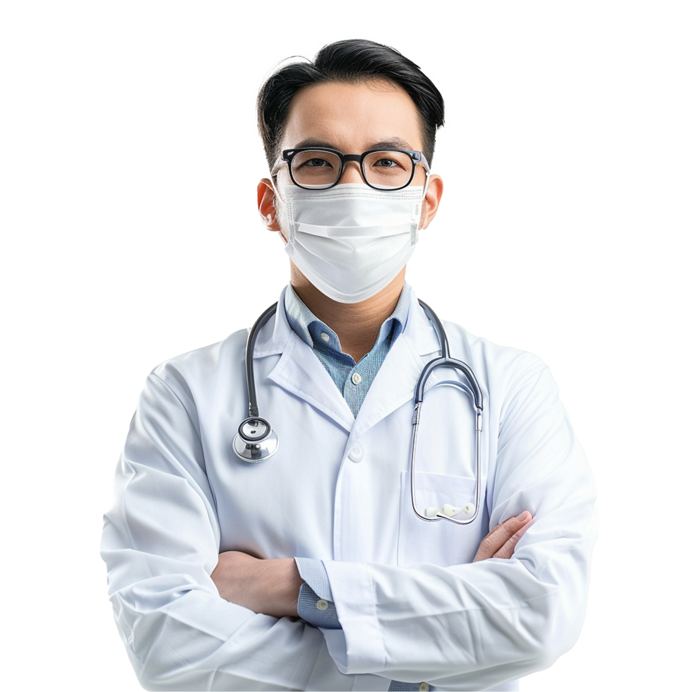 AI generated Doctor wear face mask png isolated on transparent background