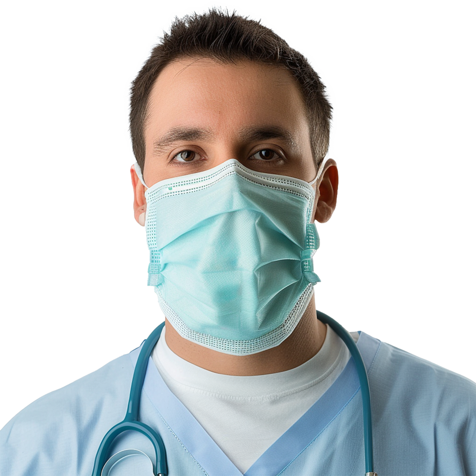 ai generato medico indossare viso maschera png isolato su trasparente sfondo