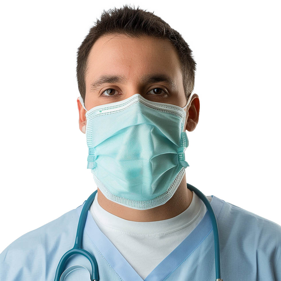 ai gegenereerd dokter slijtage gezicht masker PNG geïsoleerd Aan transparant achtergrond