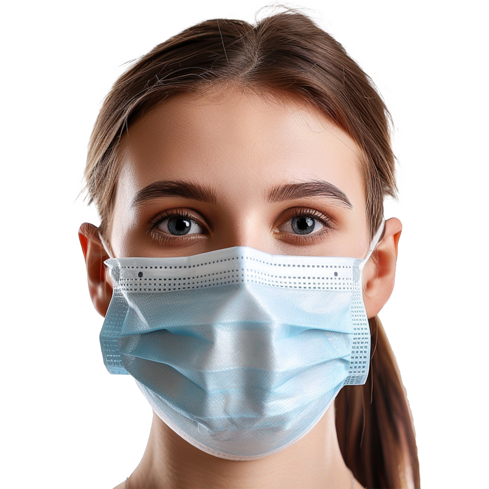 AI generated Girl wearing face mask on transparent background png