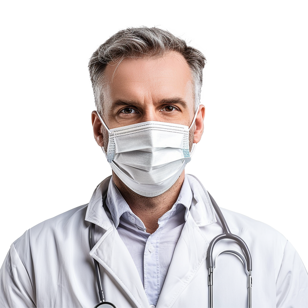 ai généré médecin porter visage masque png isolé sur transparent Contexte