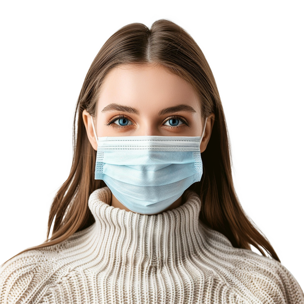 AI generated Girl wearing face mask on transparent background png