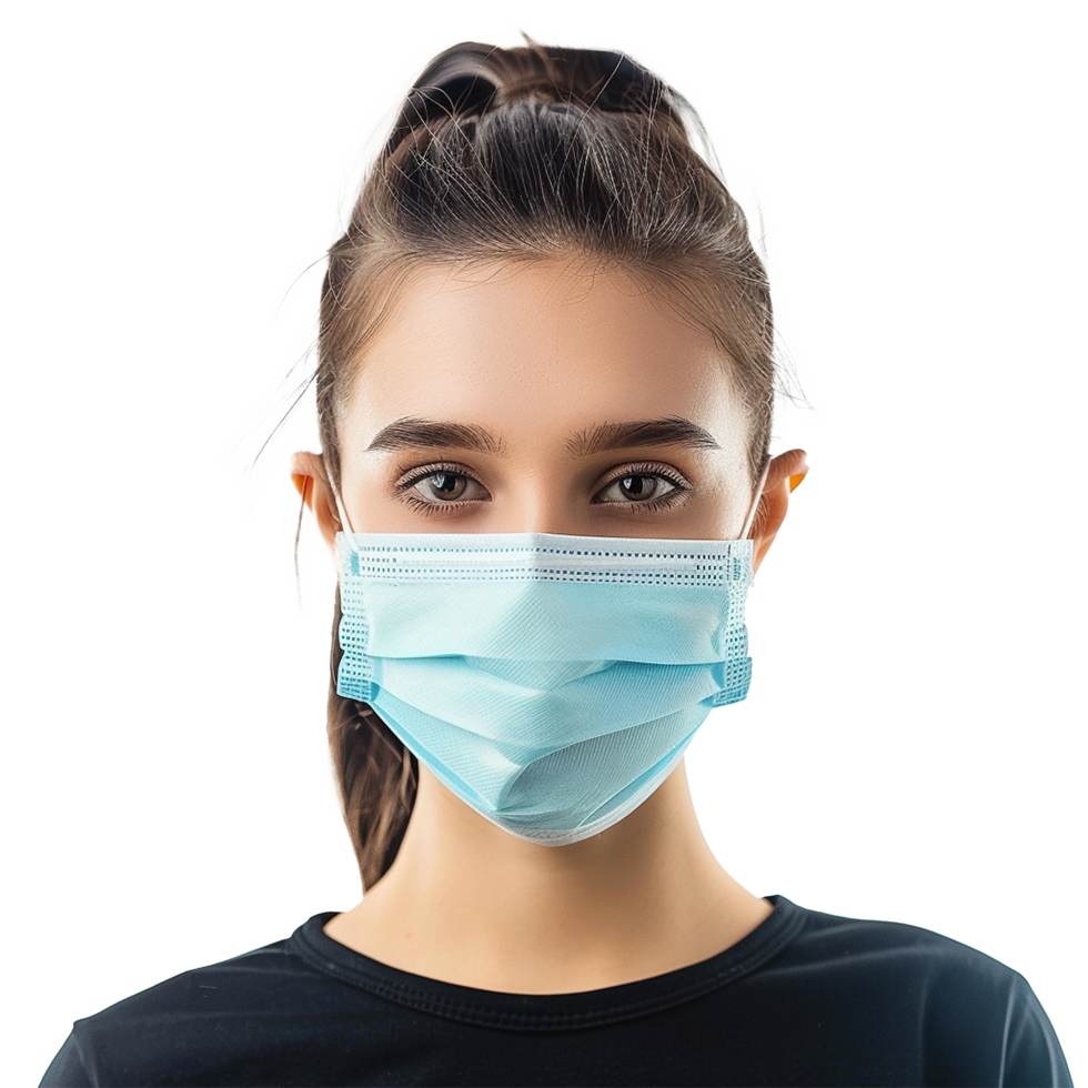AI generated Girl wearing face mask on transparent background png