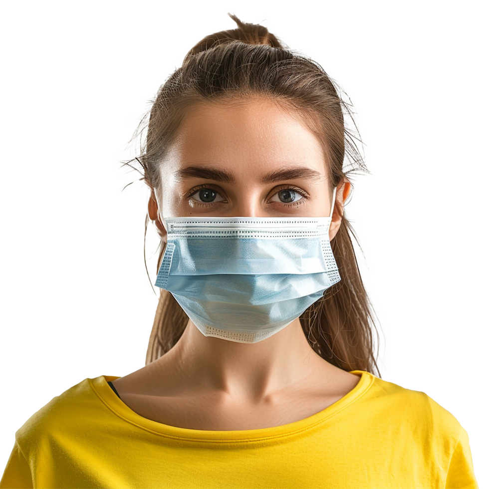 AI generated Girl wearing face mask on transparent background png