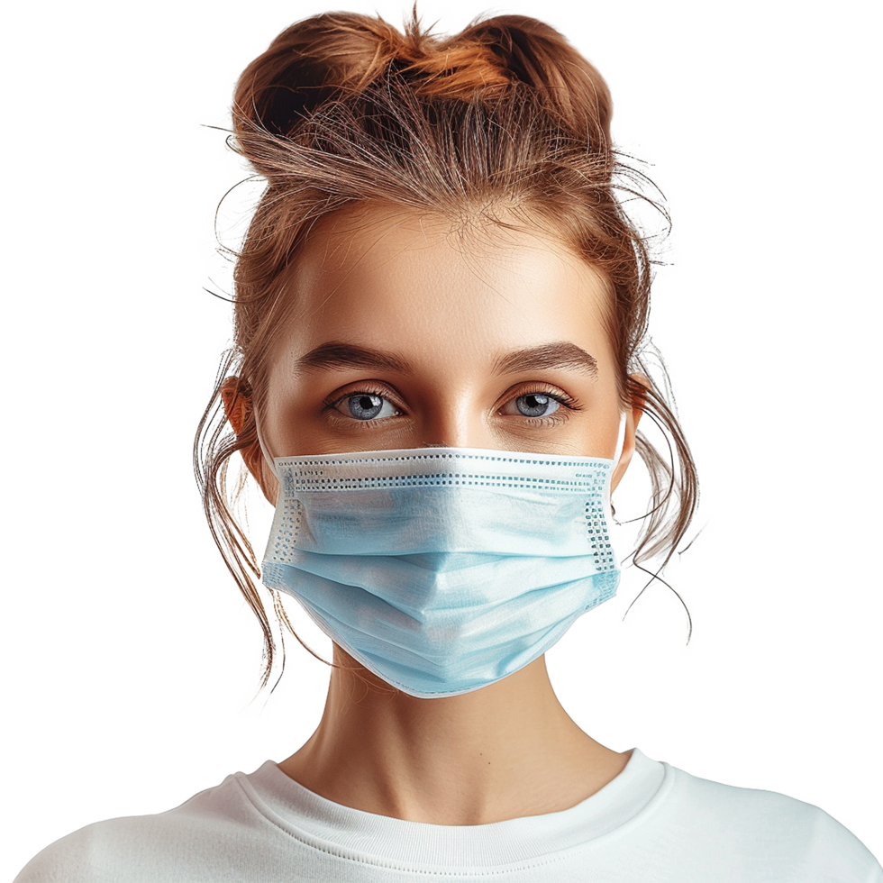 AI generated Girl wearing face mask on transparent background png