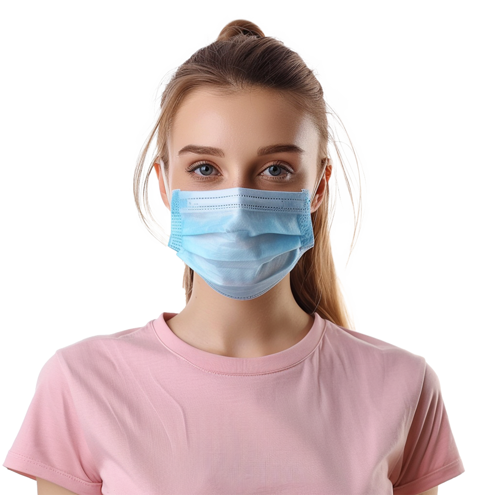 AI generated Girl wearing face mask on transparent background png