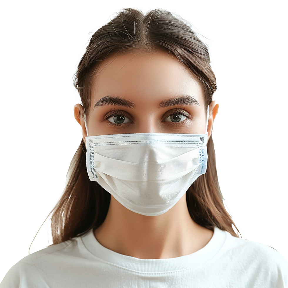 AI generated Girl wearing face mask on transparent background png