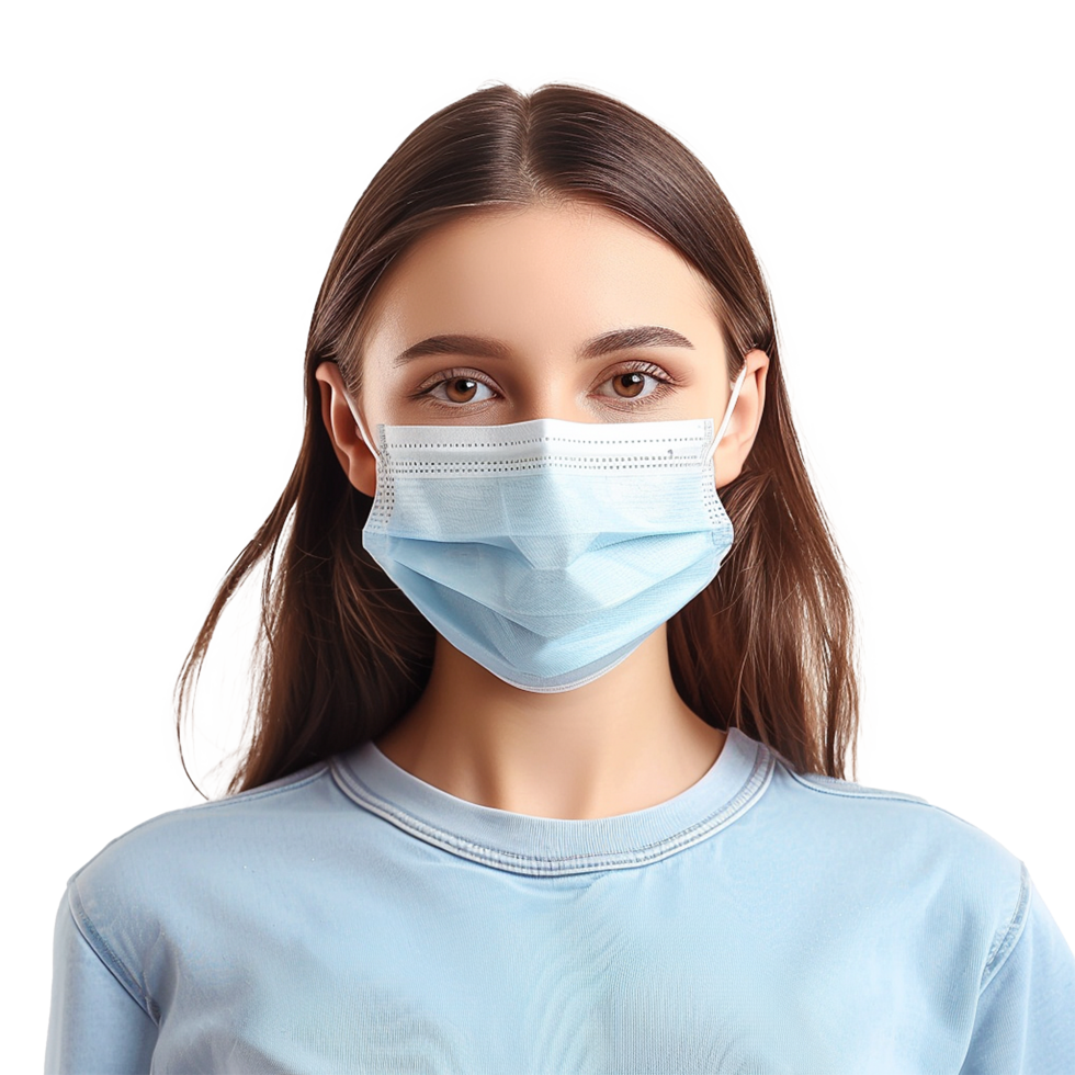 AI generated Girl wearing face mask on transparent background png