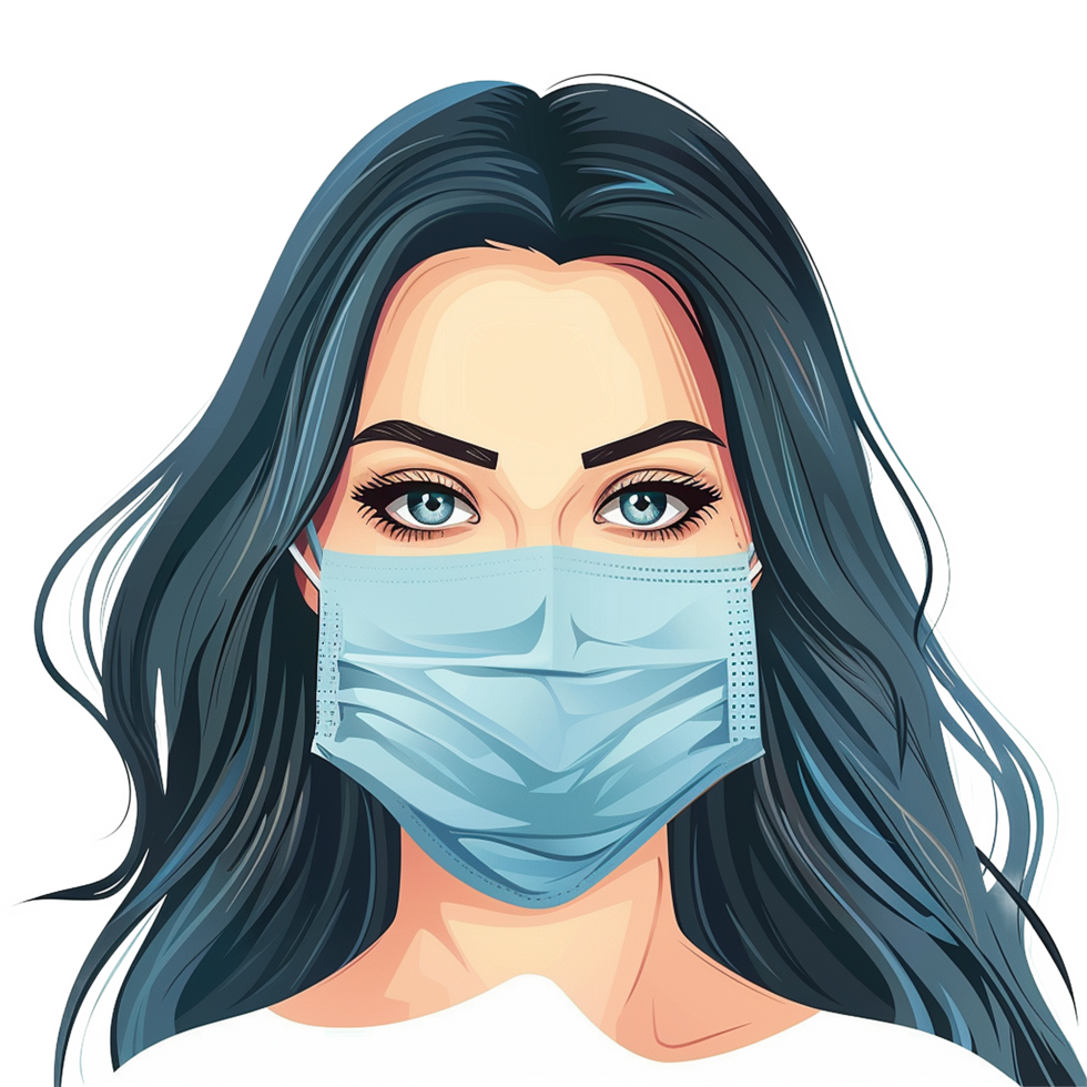 AI generated Girl wearing face mask on transparent background png