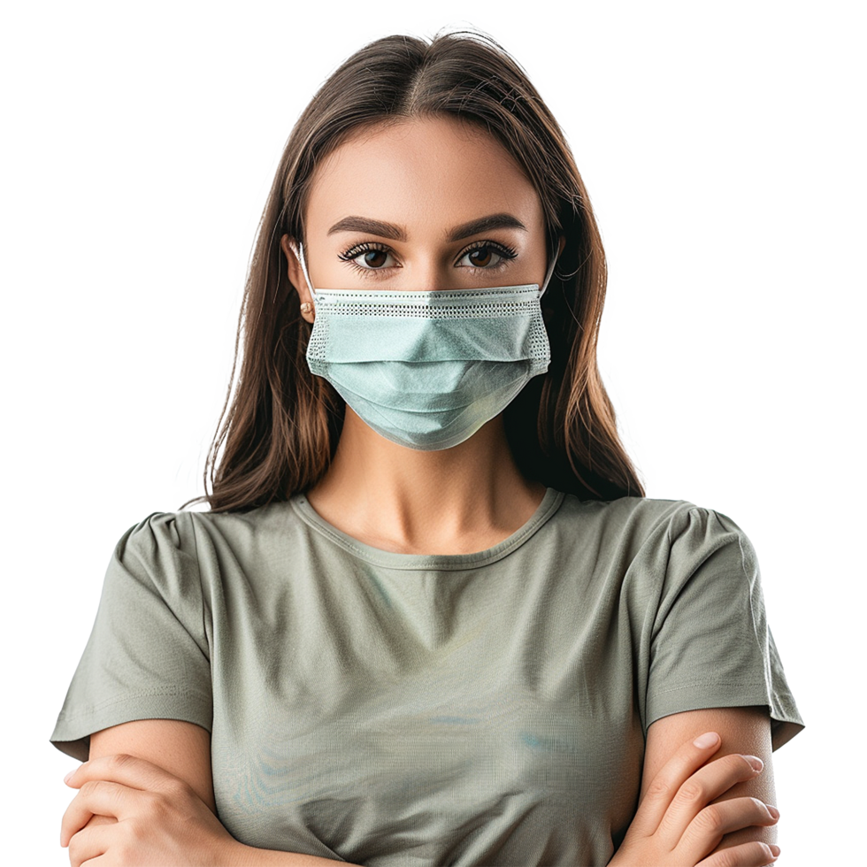 AI generated Girl wearing face mask on transparent background png