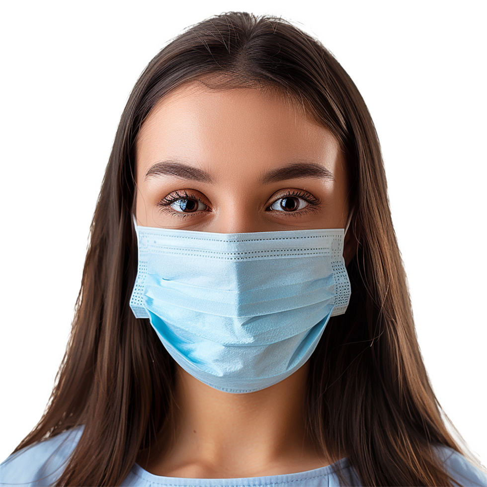 AI generated Girl wearing face mask on transparent background png