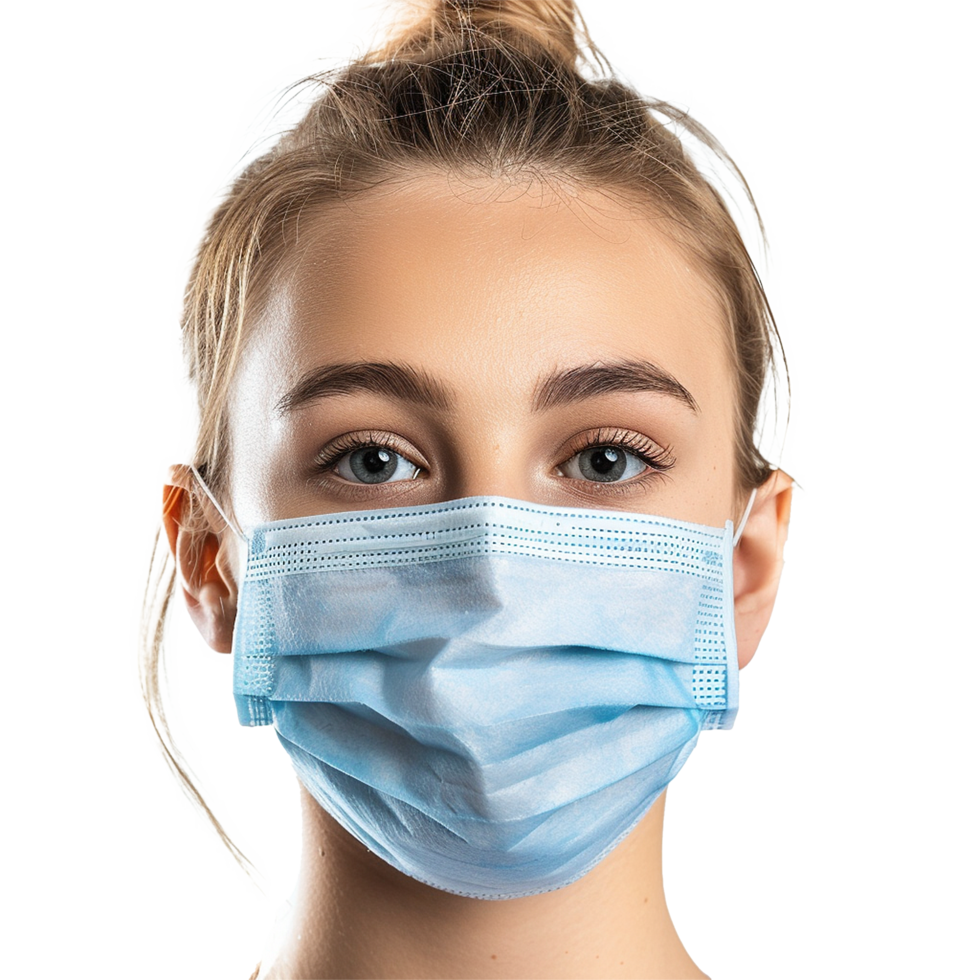 AI generated Girl wearing face mask on transparent background png