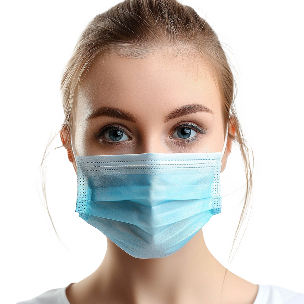 AI generated Girl wearing face mask on transparent background png