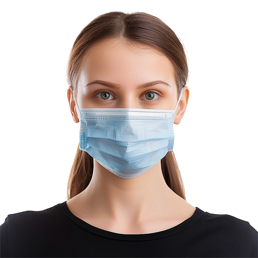 AI generated Girl wearing face mask on transparent background png