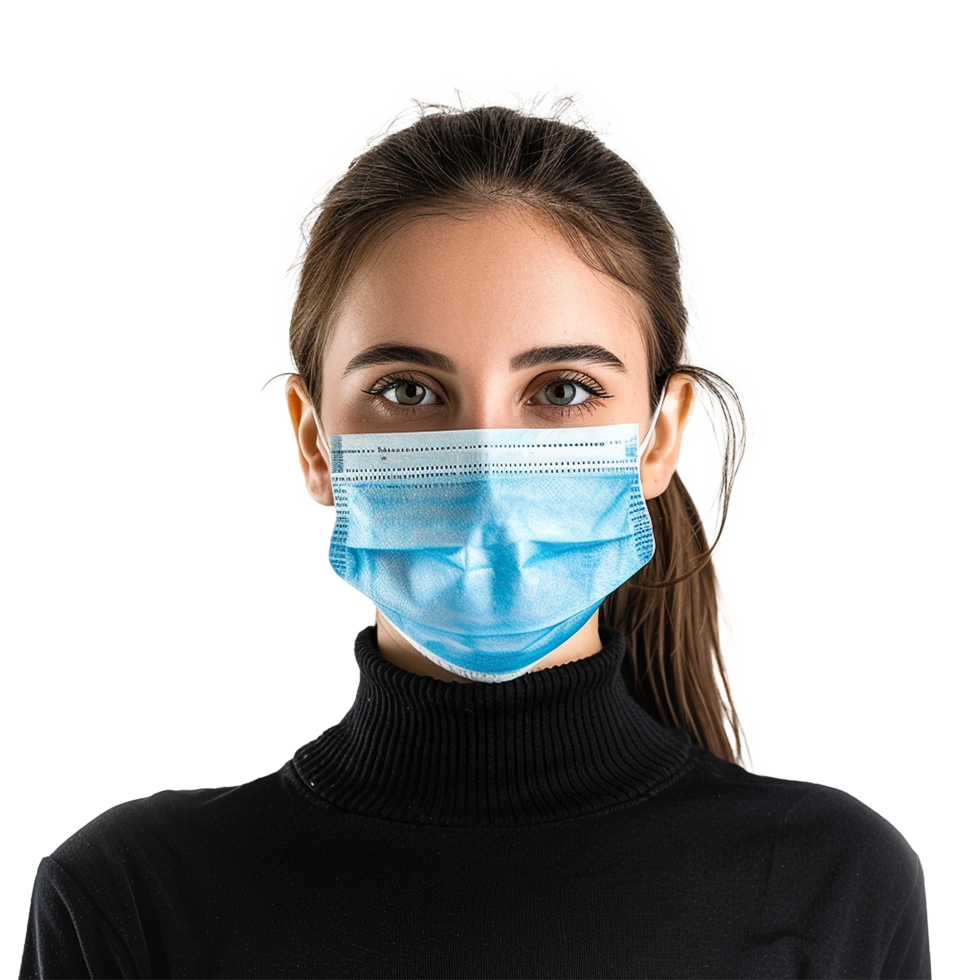 AI generated Girl wearing face mask on transparent background png