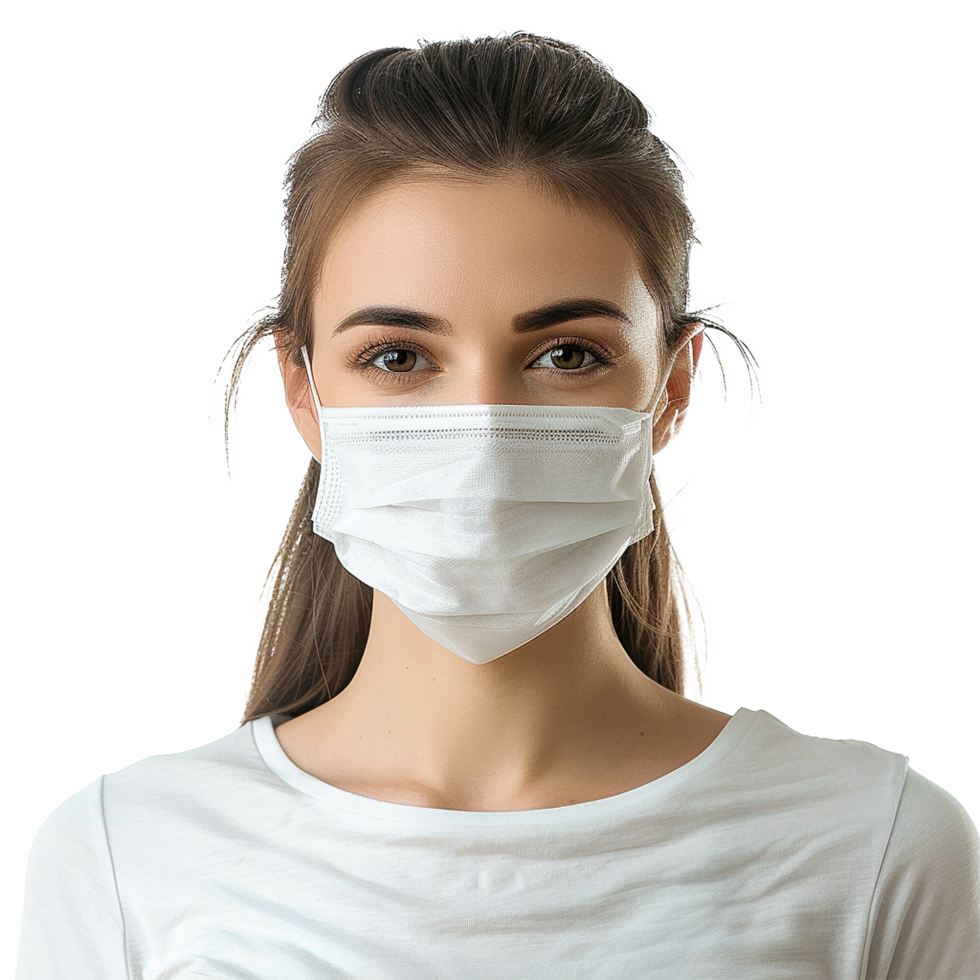 AI generated Girl wearing face mask on transparent background png
