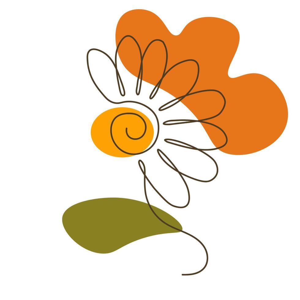 Sunflower illustration one-line art vector