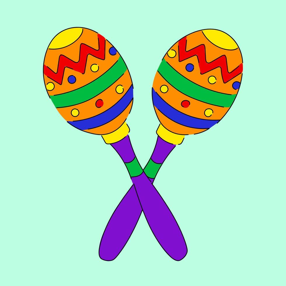 Maracas Instrument in cartoon vector illustration. on isolated background. Cinco de mayo concept icon.