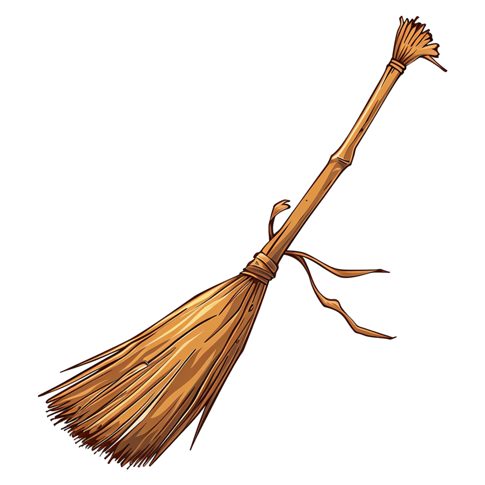 AI generated Cartoon witch broom isolated on transparent background png