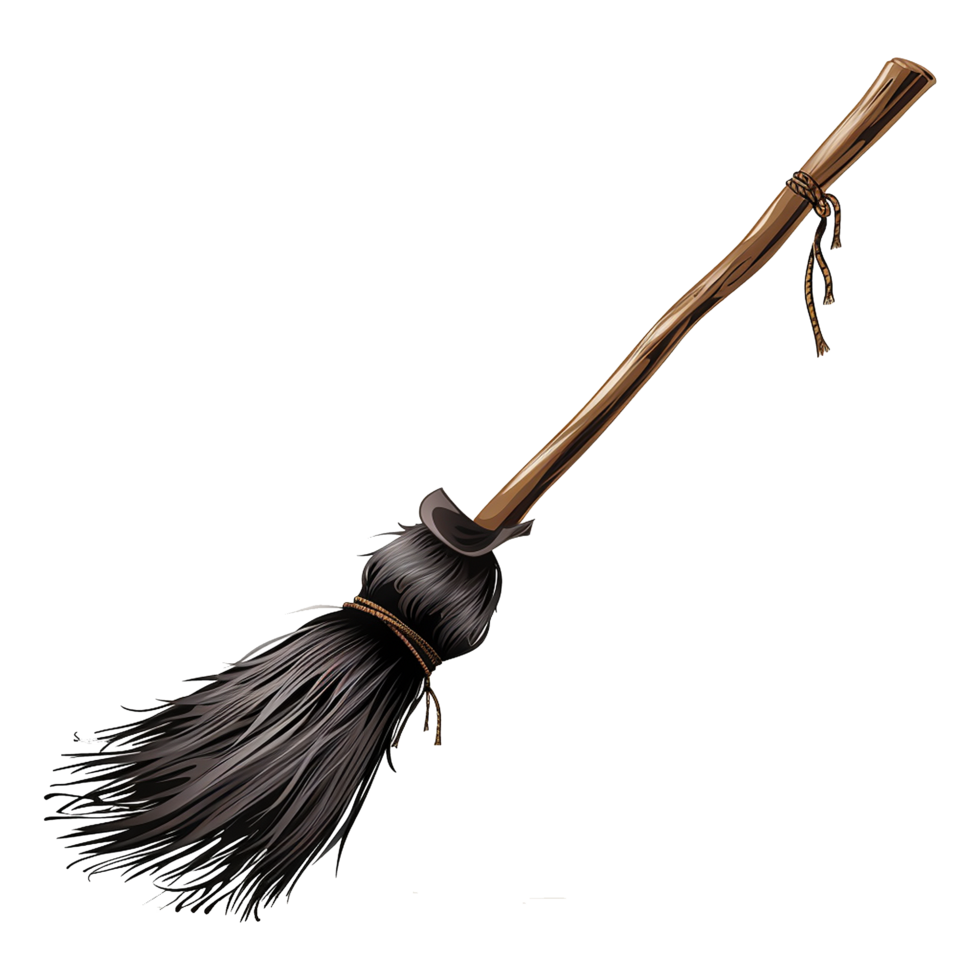 AI generated Cartoon witch broom isolated on transparent background png