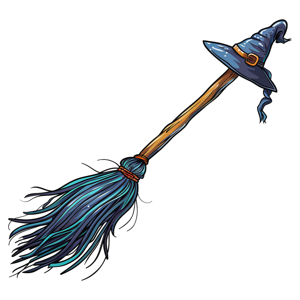 AI generated Cartoon witch broom isolated on transparent background png