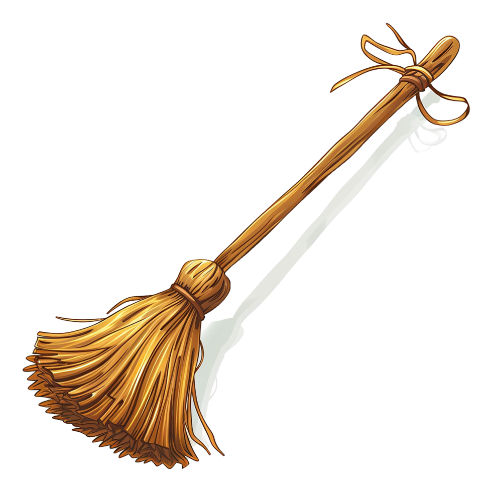 AI generated Cartoon witch broom isolated on transparent background png