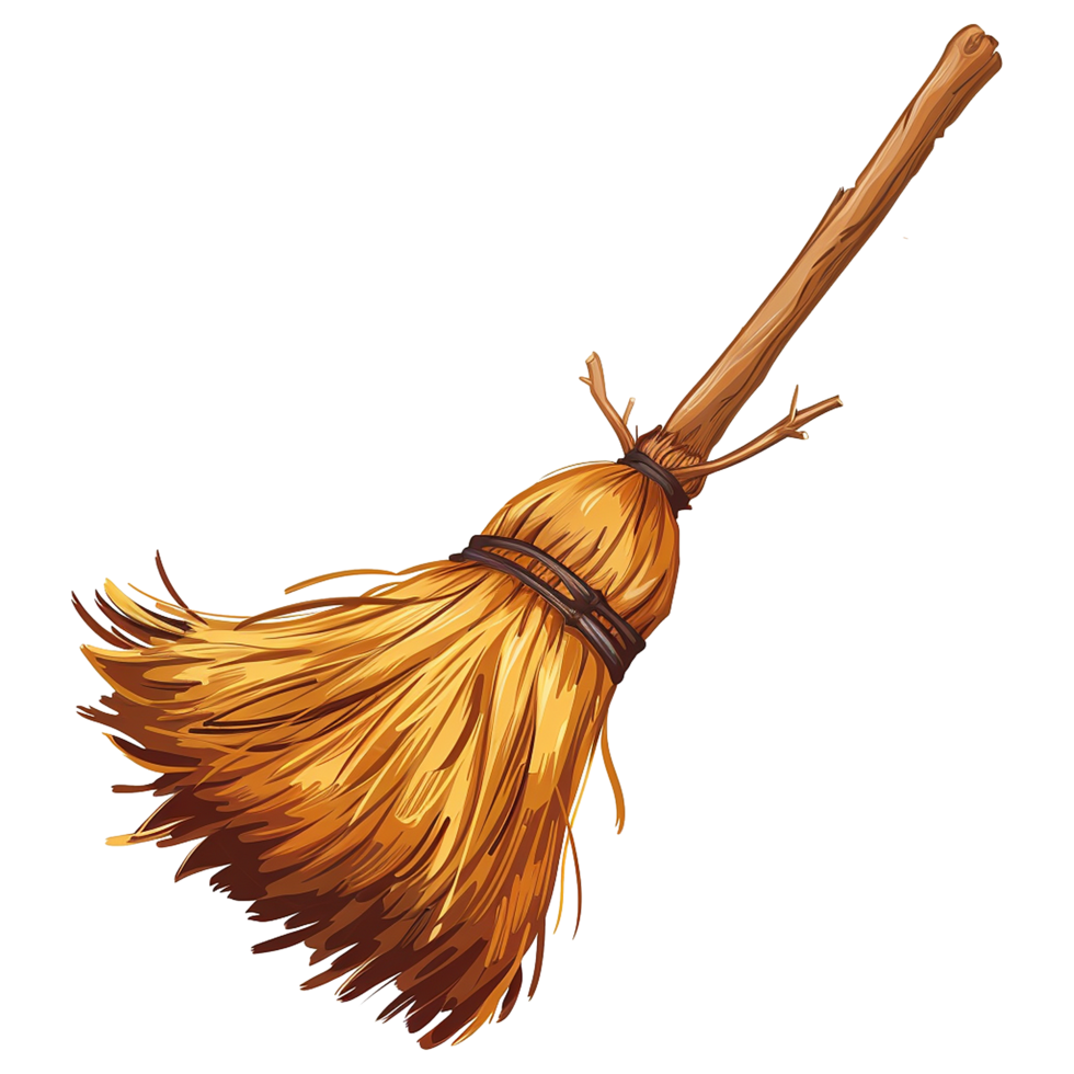 AI generated Cartoon witch broom isolated on transparent background png
