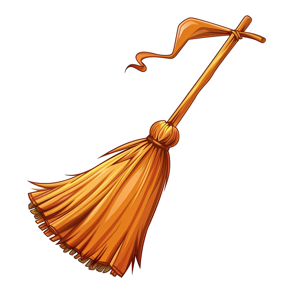 AI generated Cartoon witch broom isolated on transparent background png